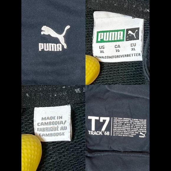 PUMA T7 Track Jacket Men’s XL Black White Full Zip Retro Sportswear - Picture 2 of 4